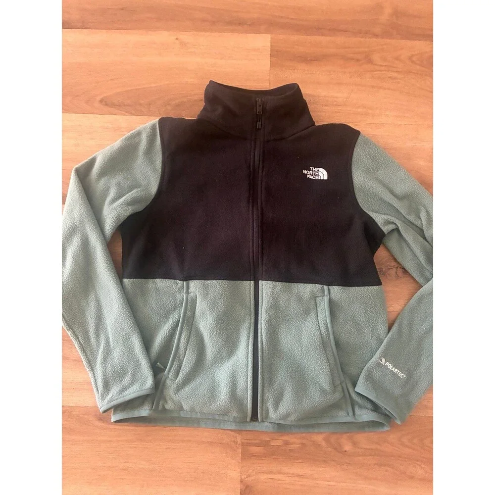 The North Face Polartec Full Zip Fleece Jacket Women’s Medium Green Black EUC